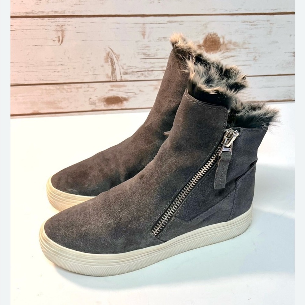 Dolce Vita Tulli Fur Lined Gray Suede Sneaker Boots Women's Size 6 - Picture 1 of 16